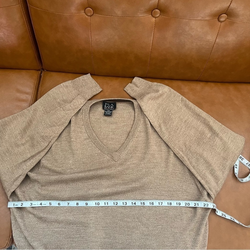 Jos A Bank Men Signature Collection Caramel Merino  Wool Lightweight Sweater XXL - Picture 5 of 5